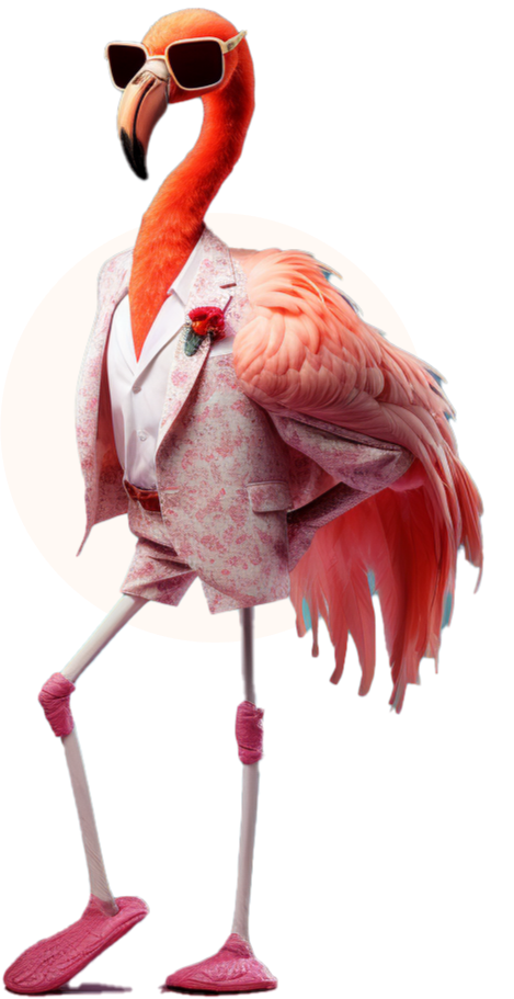 Flamingo with pink coat