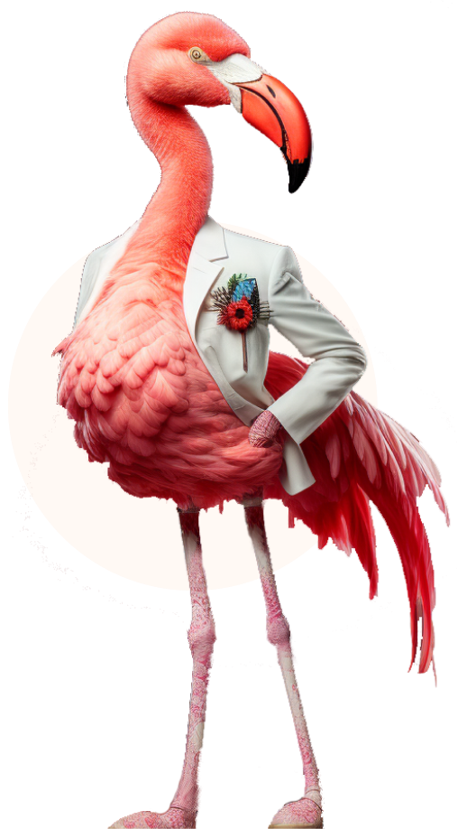 Flamingo Wearing White Coat